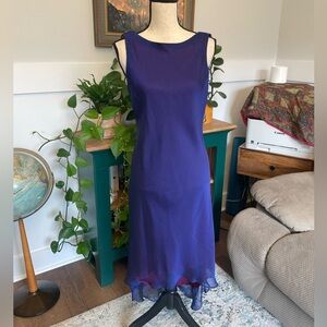 Vintage Jessica Howard Chiffon Two Tone Gown Petite Purple Burgundy Ruffle Cape